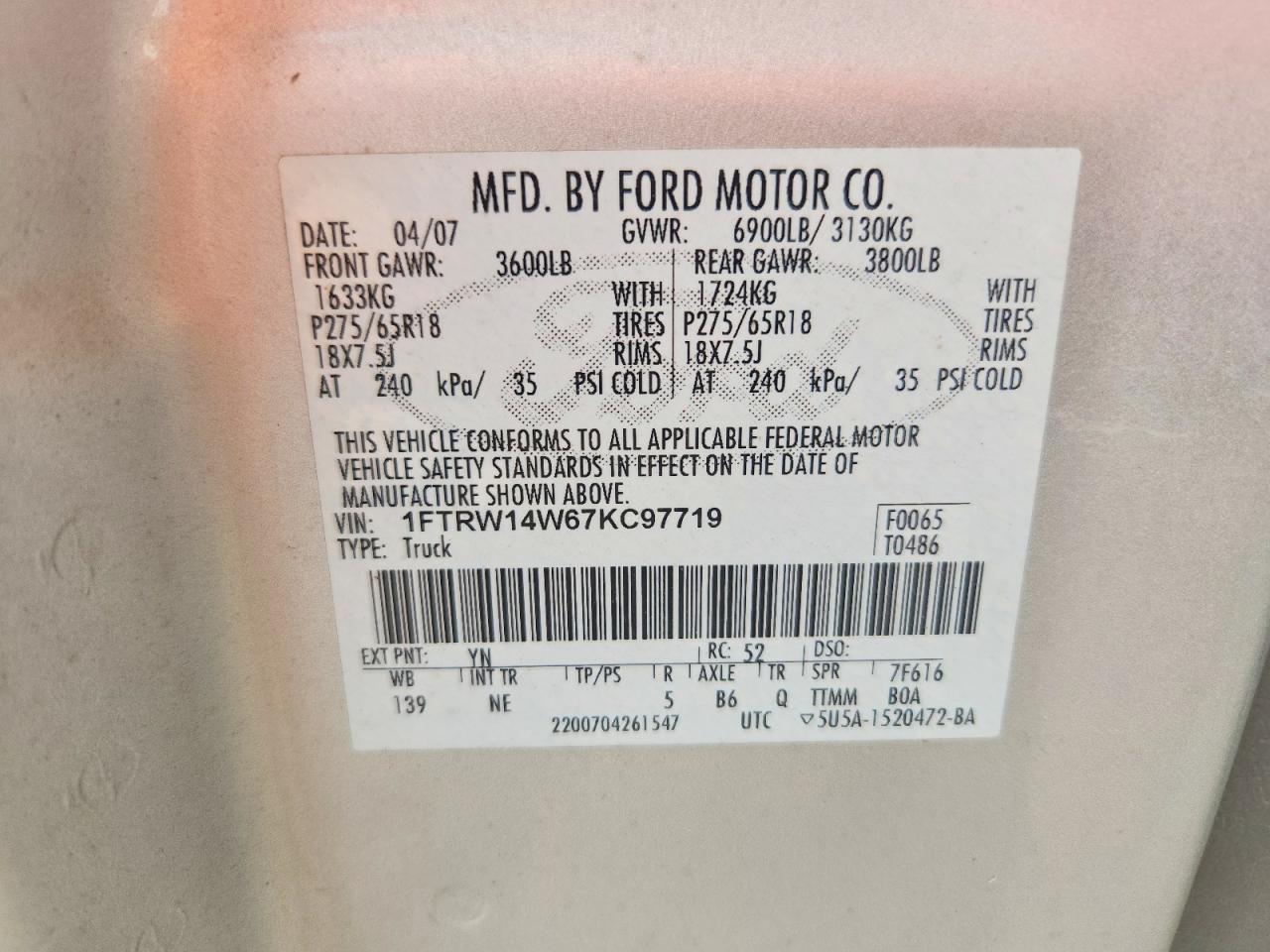 2007 FORD F150 SUPERCREW photo 34