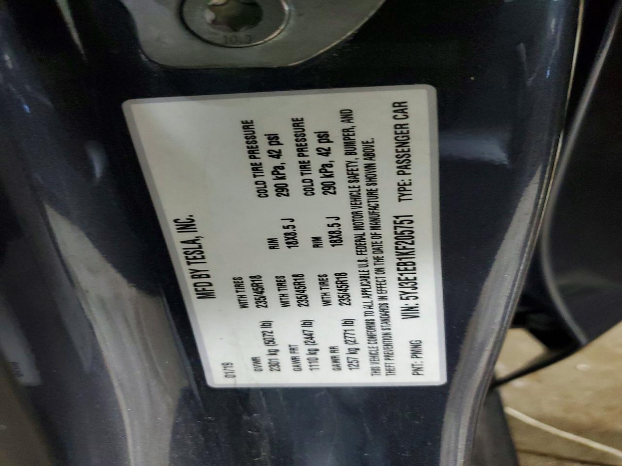 2019 TESLA MODEL 3 photo 13
