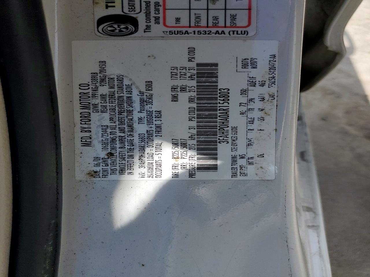 2010 FORD FUSION SE photo 12