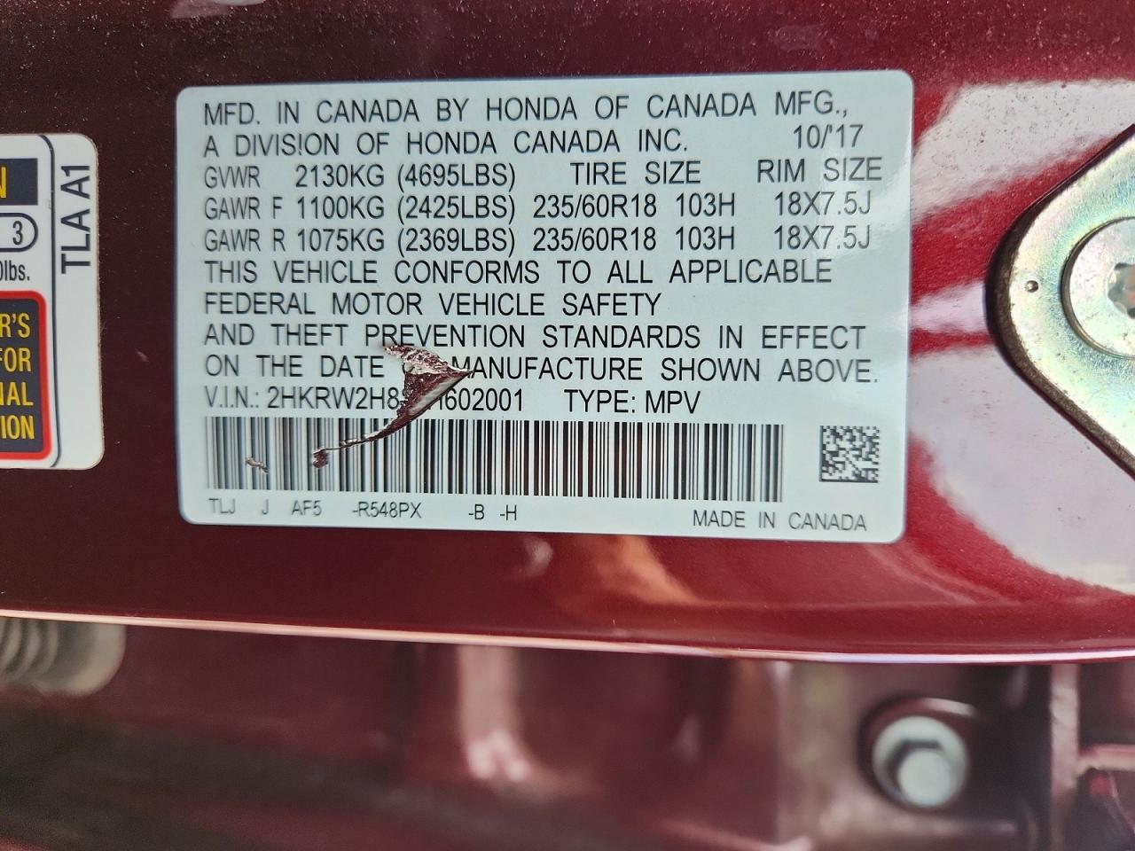 2018 HONDA CR-V EXL photo 13
