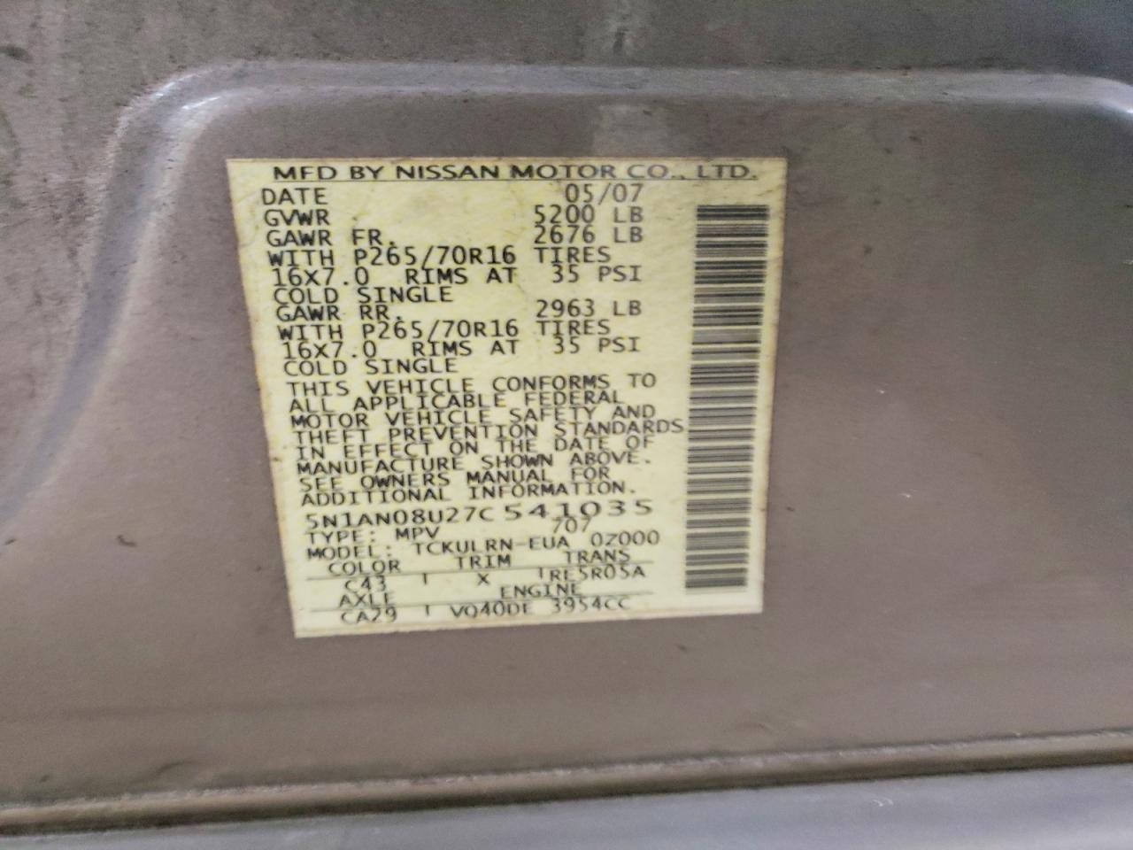 2007 NISSAN XTERRA X photo 14
