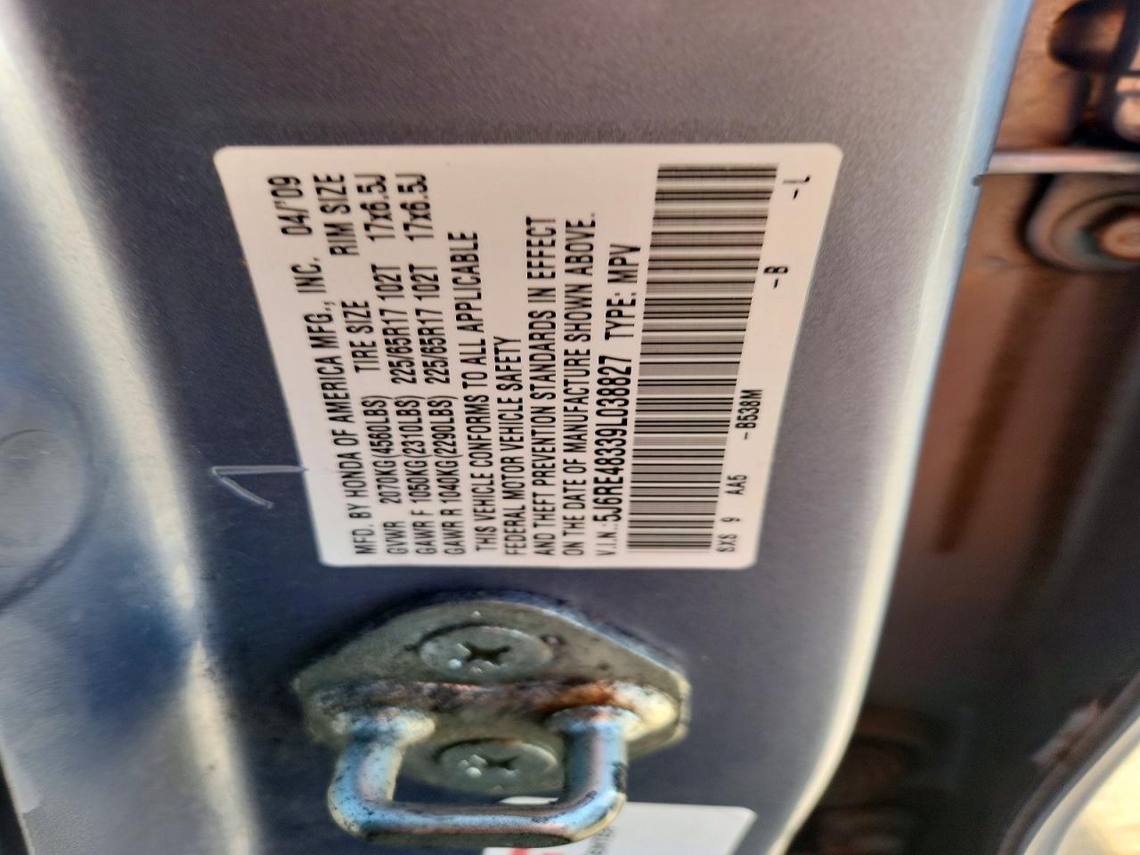 2009 HONDA CR-V LX photo 23