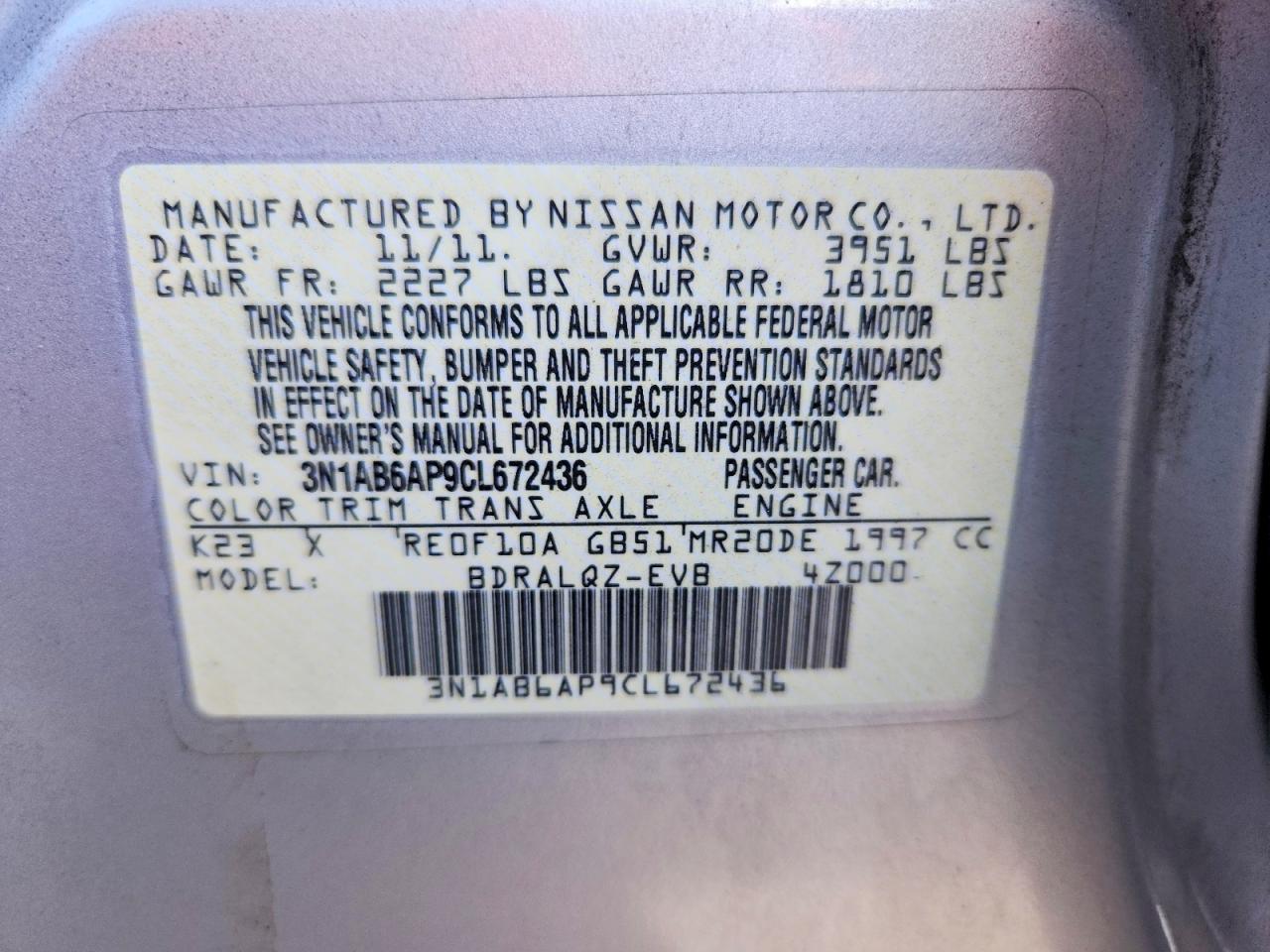 2012 NISSAN SENTRA 2.0 photo 23
