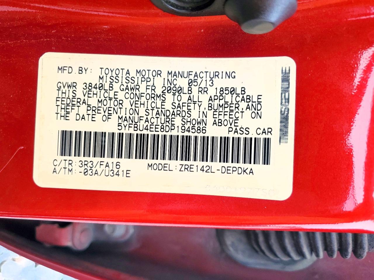 2013 TOYOTA COROLLA L photo 23
