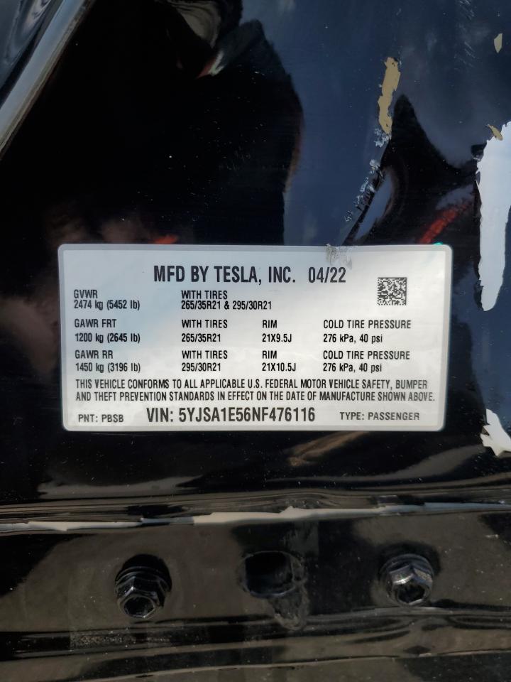 2022 TESLA MODEL S photo 13