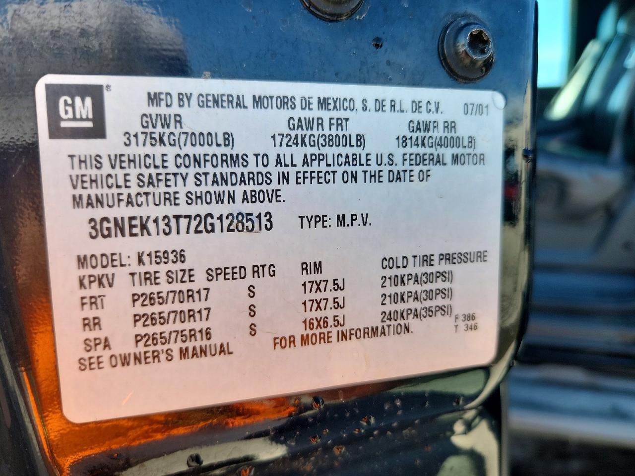2002 CHEVROLET AVALANCHE K1500 photo 34