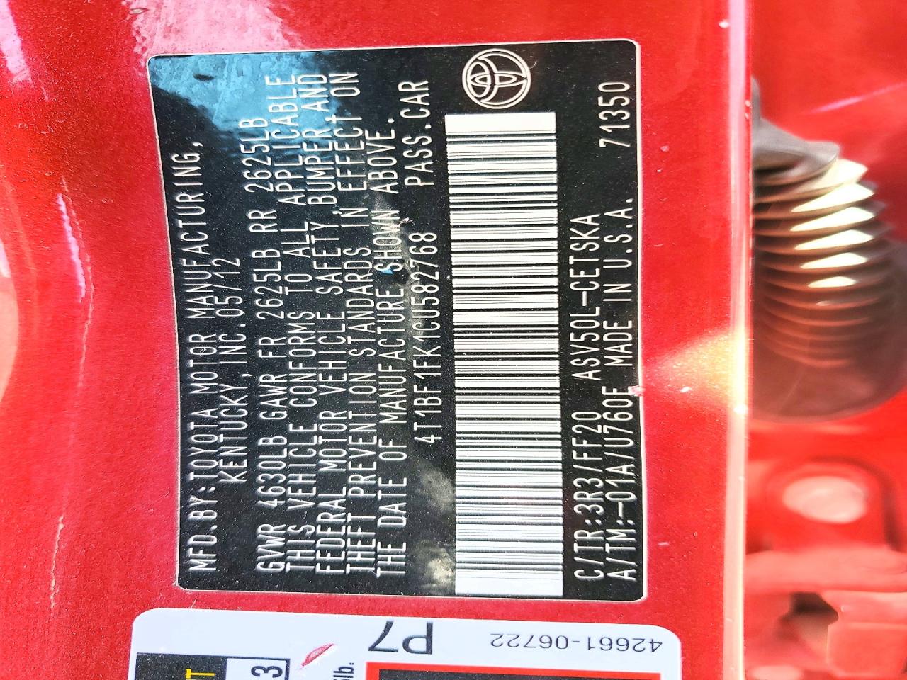 2012 TOYOTA CAMRY SE photo 34