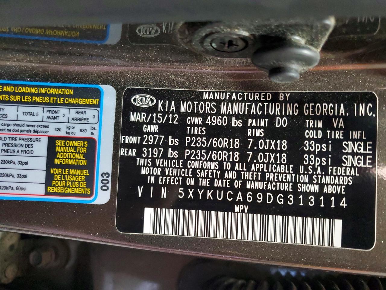 2013 KIA SORENTO EX photo 13