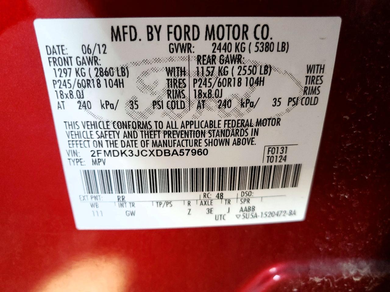2013 FORD EDGE SEL photo 12
