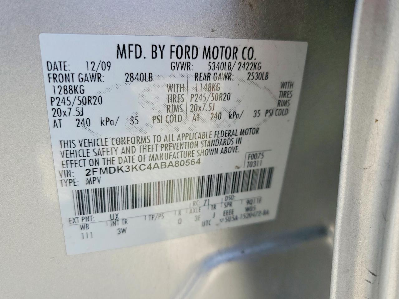 2010 FORD EDGE LIMITED photo 40