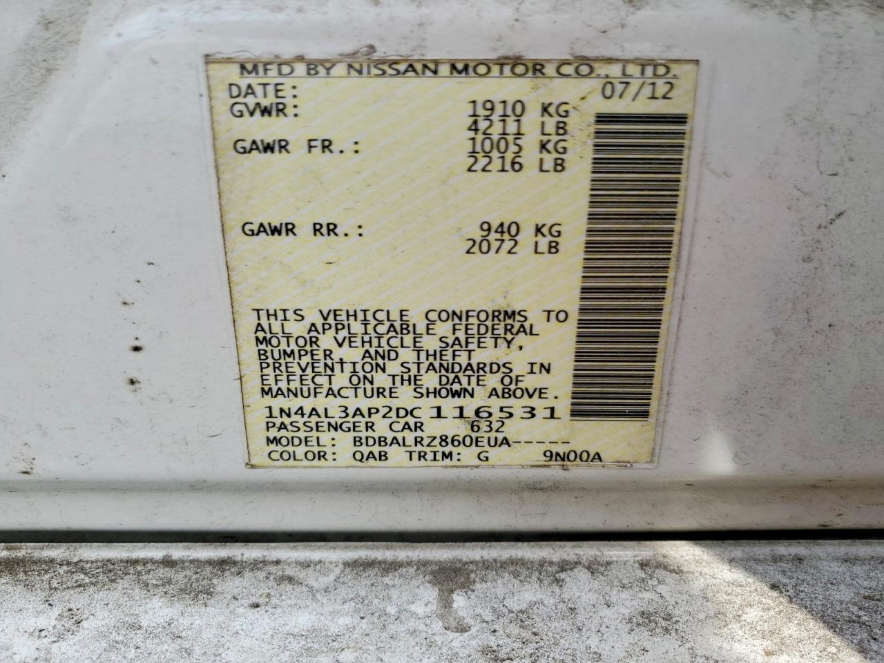 2013 NISSAN ALTIMA 2.5 photo 37