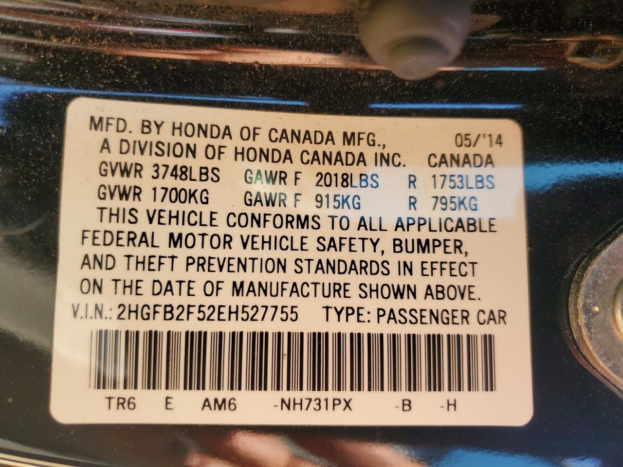2014 HONDA CIVIC LX photo 25