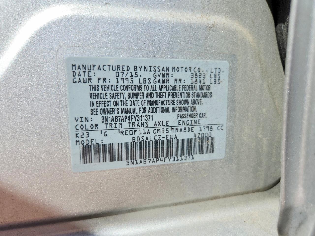 2015 NISSAN SENTRA S photo 23