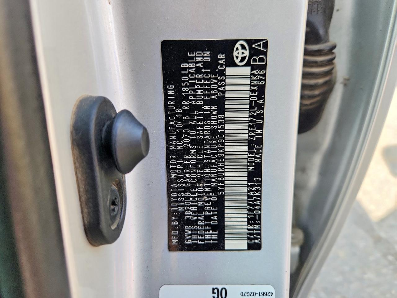 2019 TOYOTA COROLLA XLE photo 34