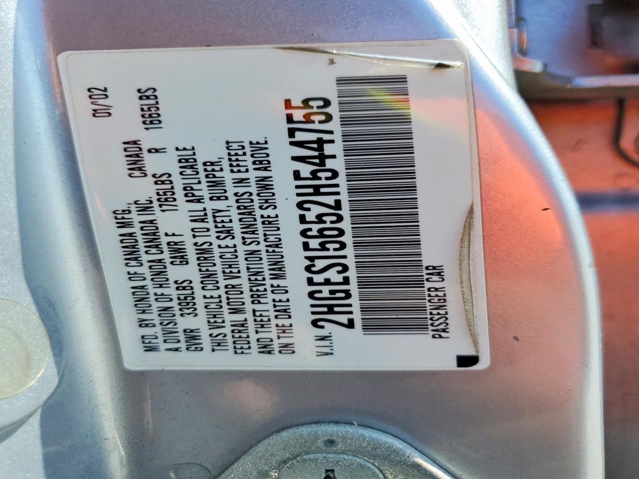 2002 HONDA CIVIC LX photo 23