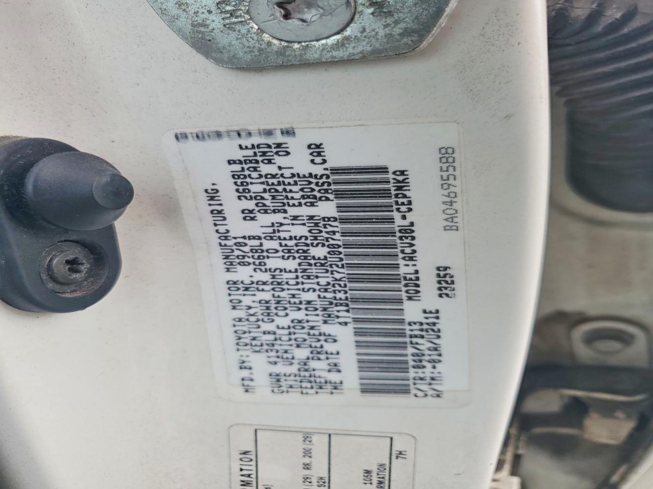 2002 TOYOTA CAMRY LE photo 23
