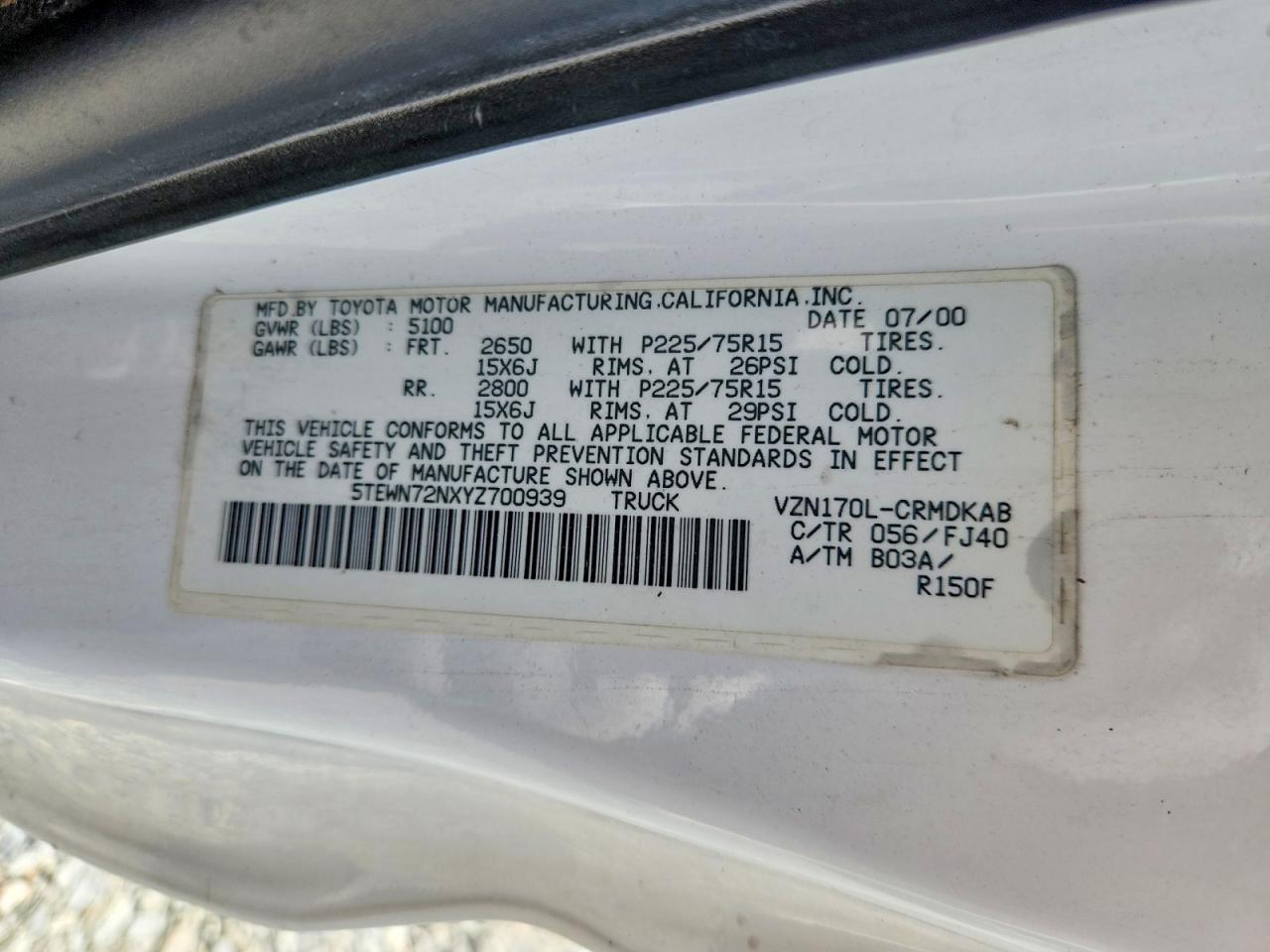 2000 TOYOTA TACOMA XTRACAB photo 34