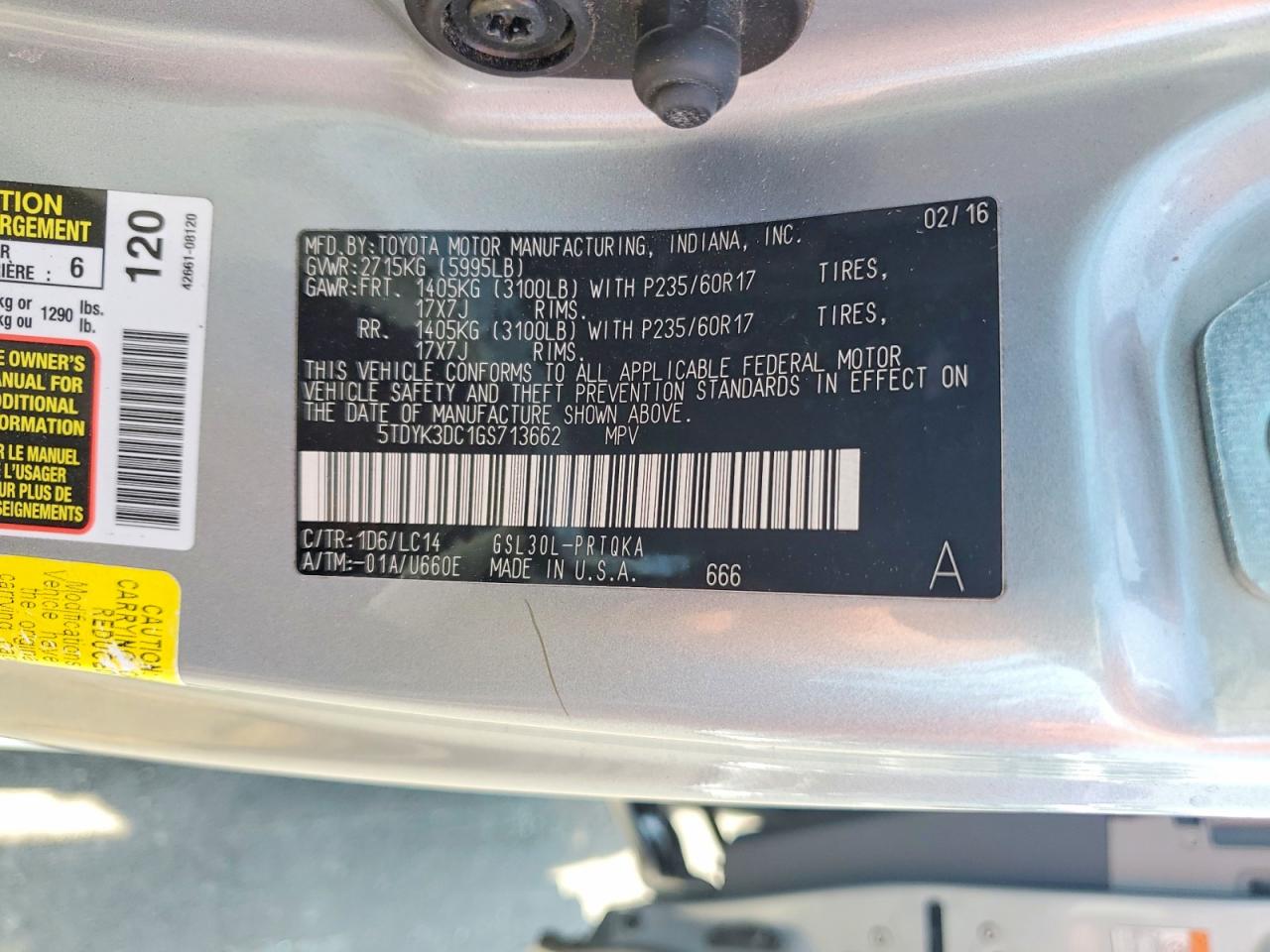 2016 TOYOTA SIENNA XLE 8-PASSENGER photo 27