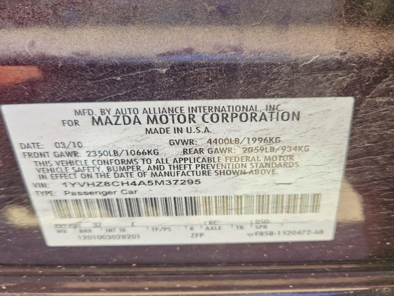 2010 MAZDA 6 I photo 34