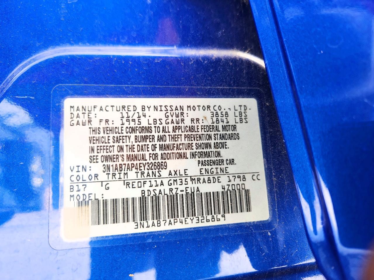 2014 NISSAN SENTRA SR photo 34