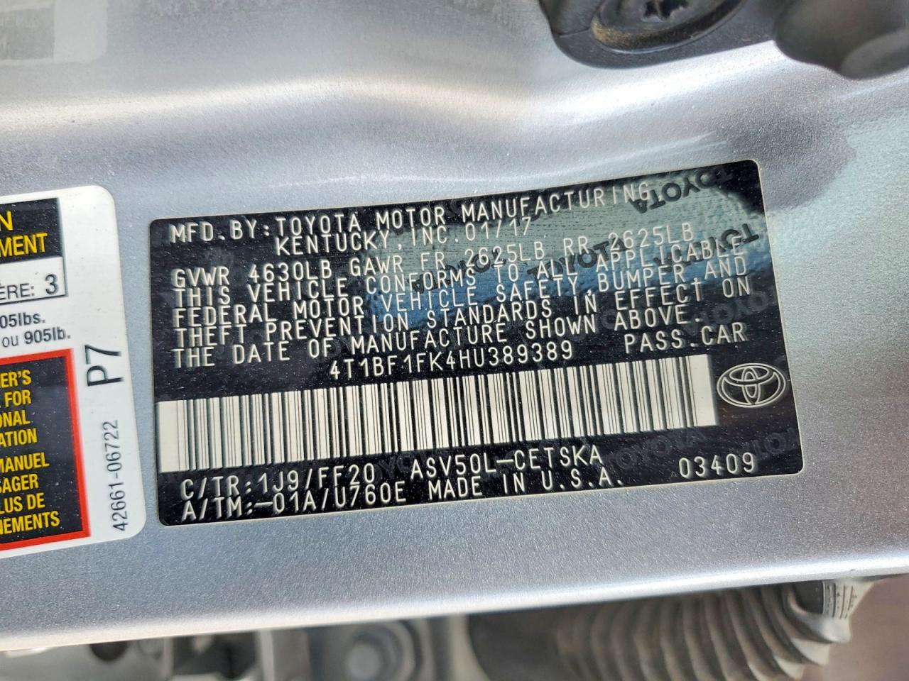 2017 TOYOTA CAMRY SE photo 37