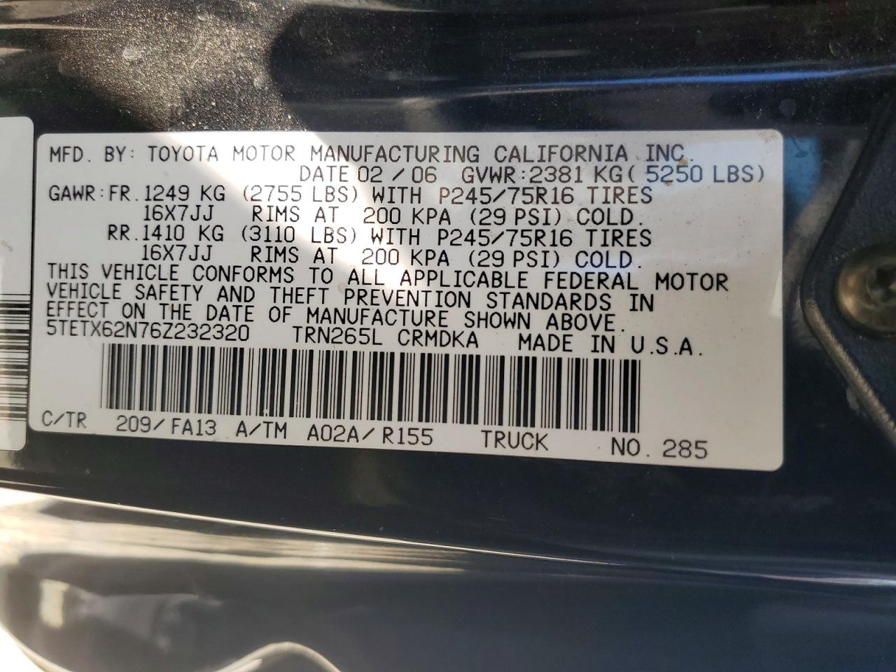 2006 TOYOTA TACOMA PRERUNNER ACCESS CAB photo 23