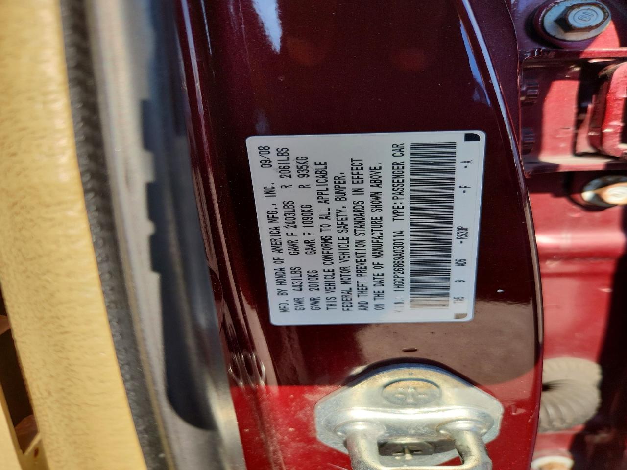 2009 HONDA ACCORD EXL photo 34