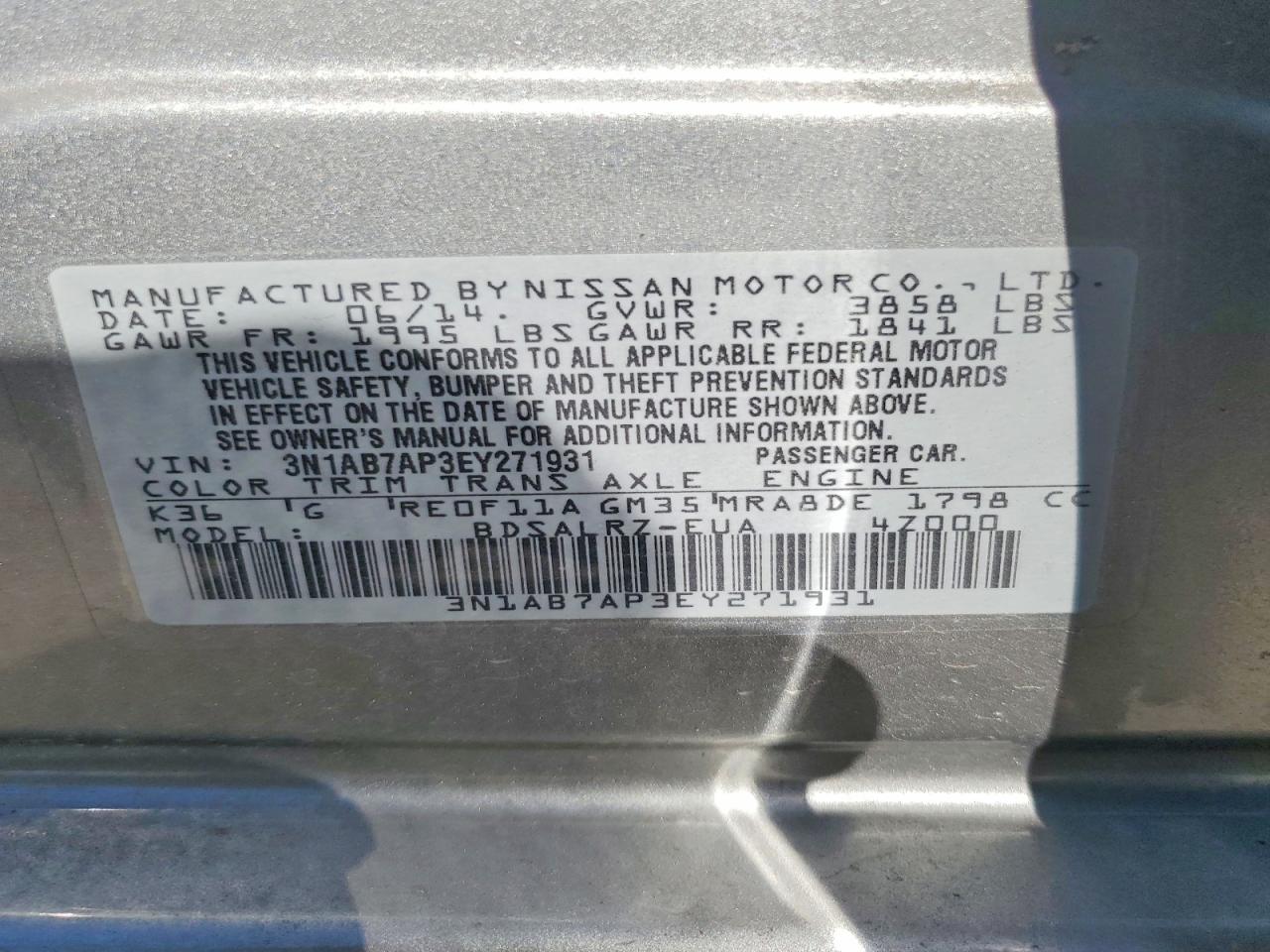 2014 NISSAN SENTRA SR photo 34