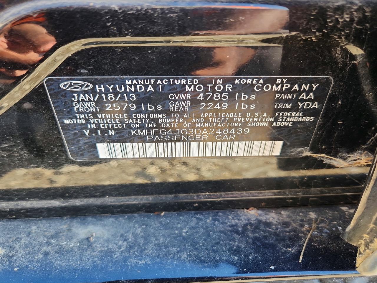 2013 HYUNDAI AZERA BASE photo 23