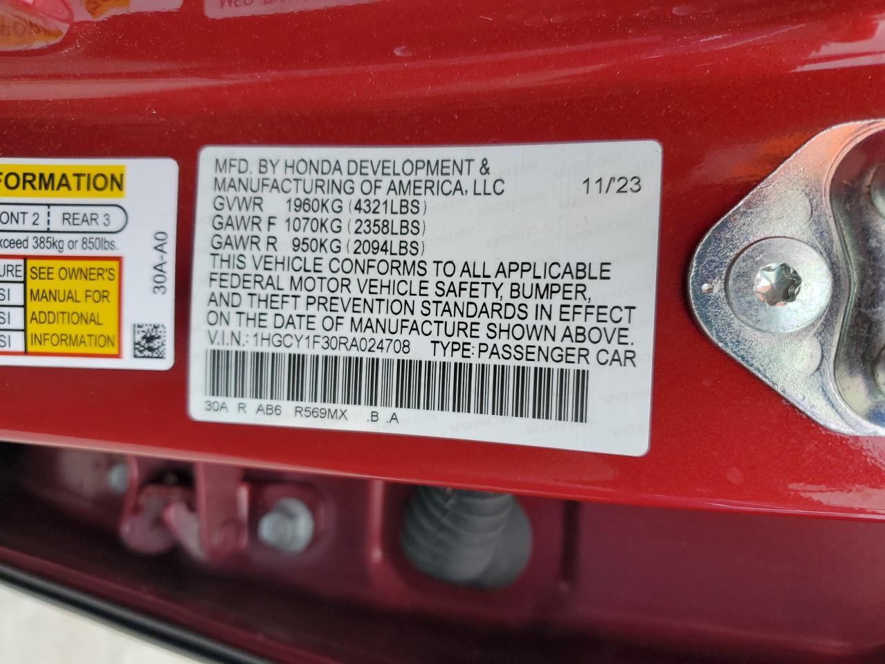 2024 HONDA ACCORD EX photo 13