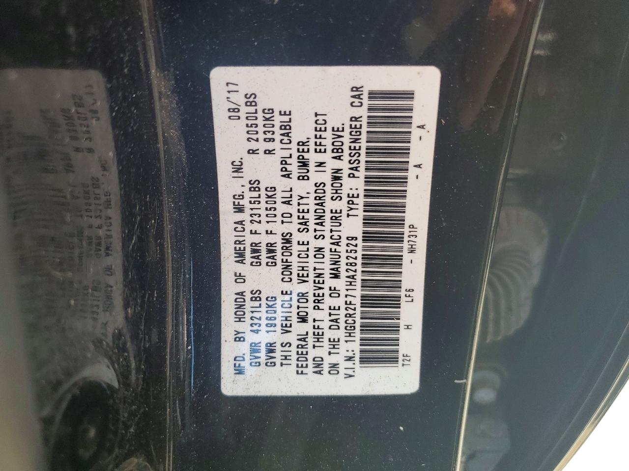 2017 HONDA ACCORD EX photo 23