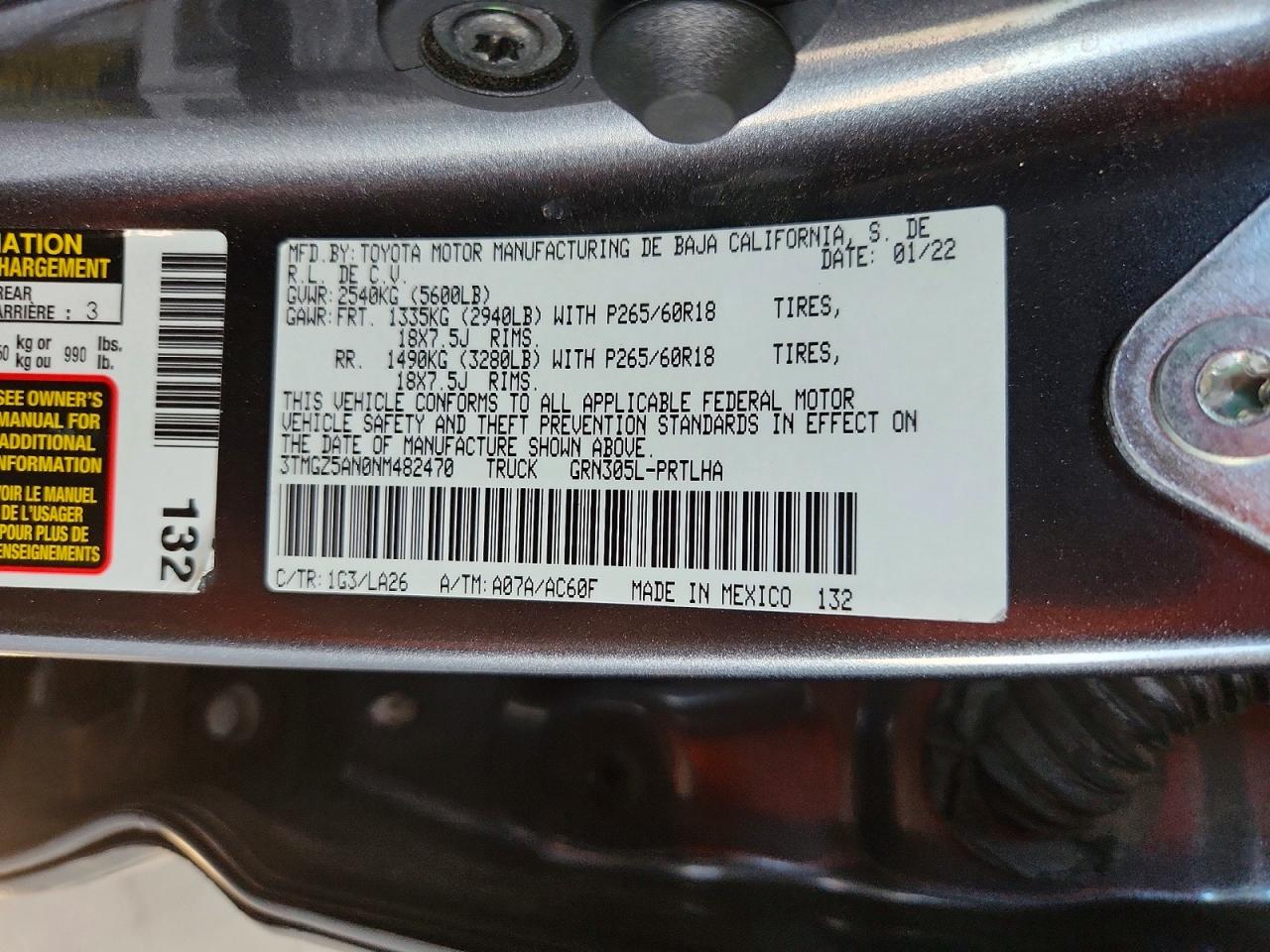 2022 TOYOTA TACOMA LIMITED photo 34