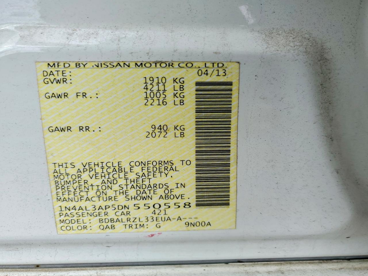 2013 NISSAN ALTIMA 2.5 photo 12
