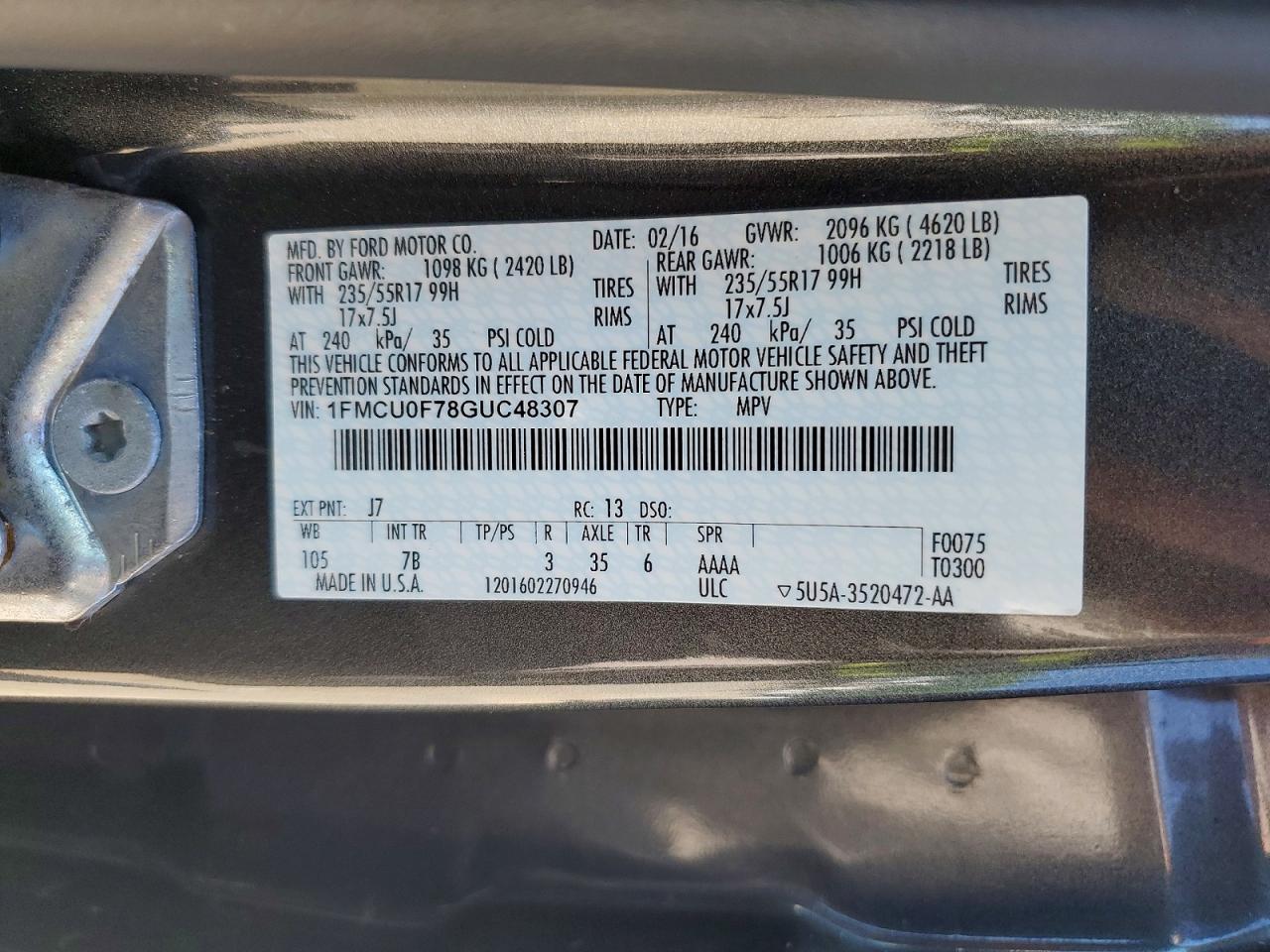 2016 FORD ESCAPE S photo 23