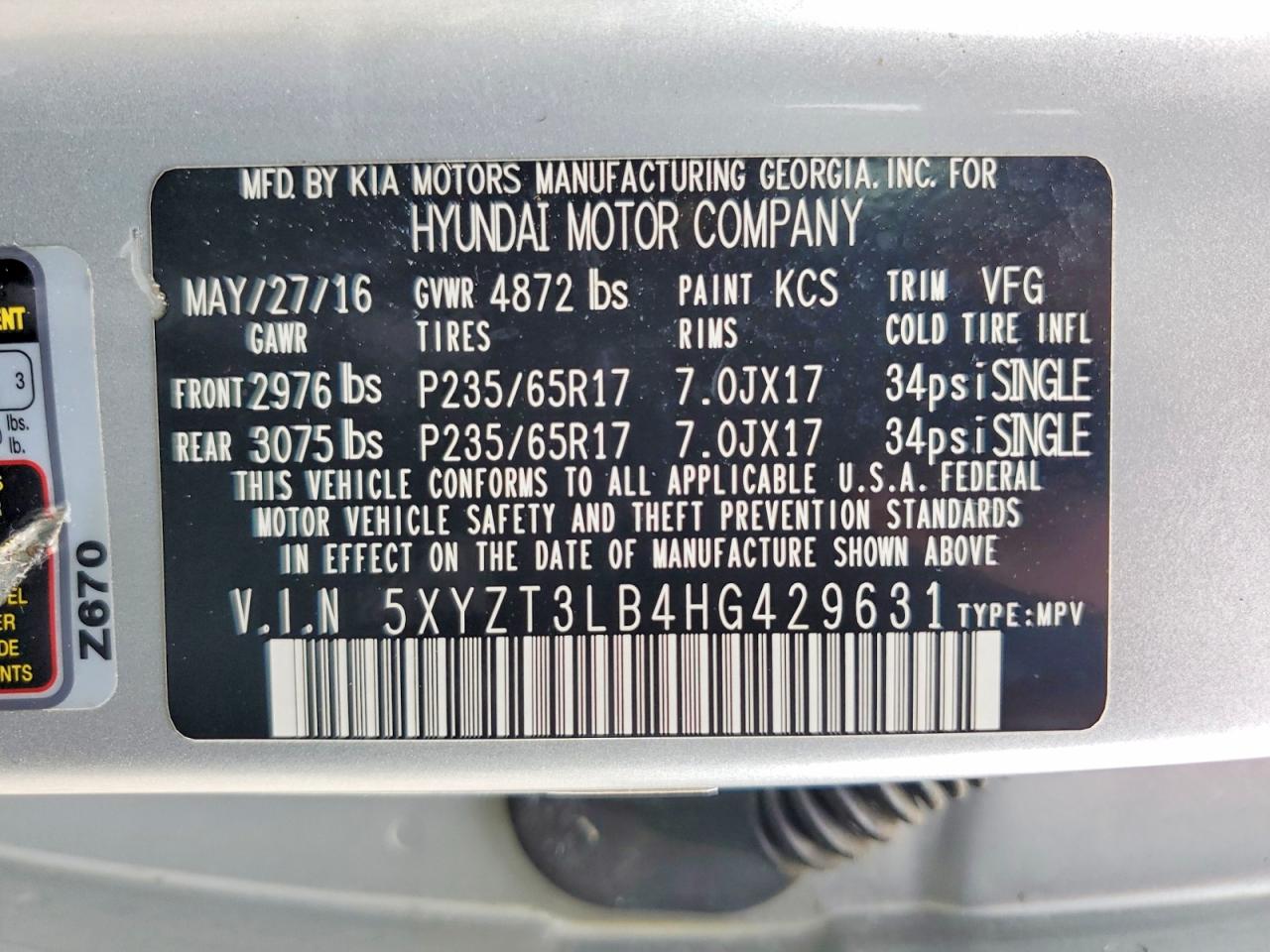 2017 HYUNDAI SANTA FE SPORT 2.4L photo 25