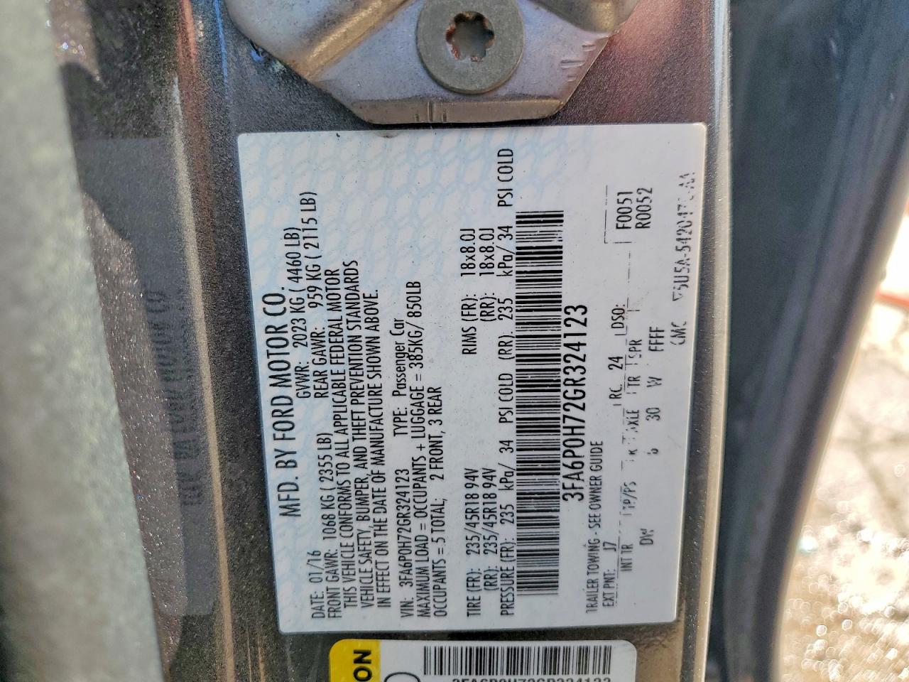 2016 FORD FUSION SE photo 25