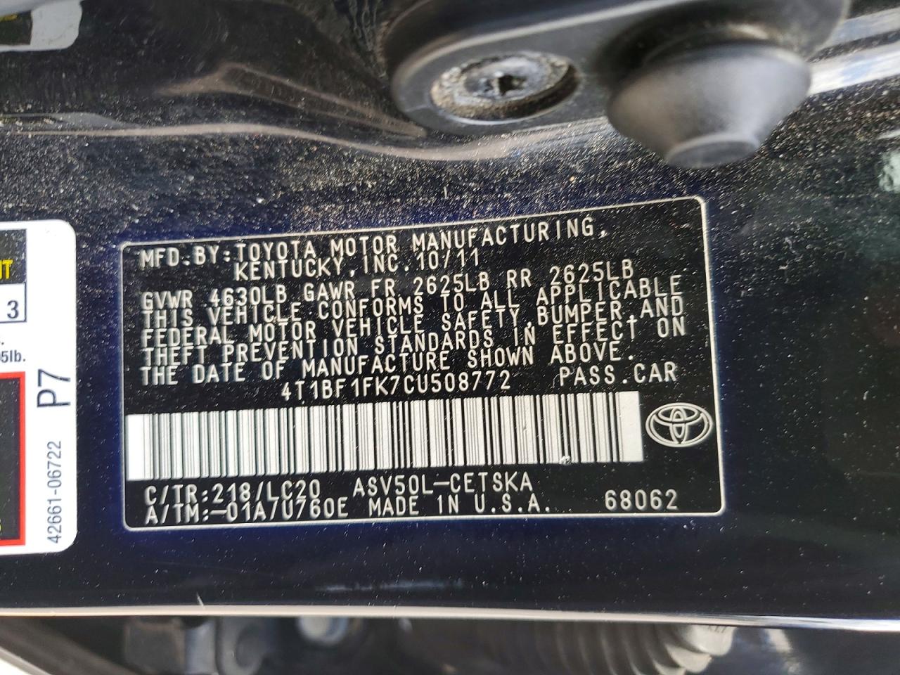 2012 TOYOTA CAMRY SE photo 25