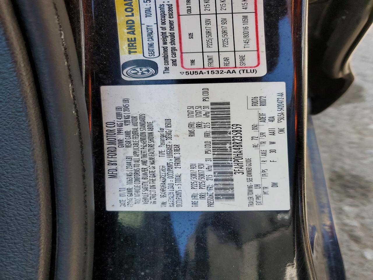 2011 FORD FUSION SE photo 34