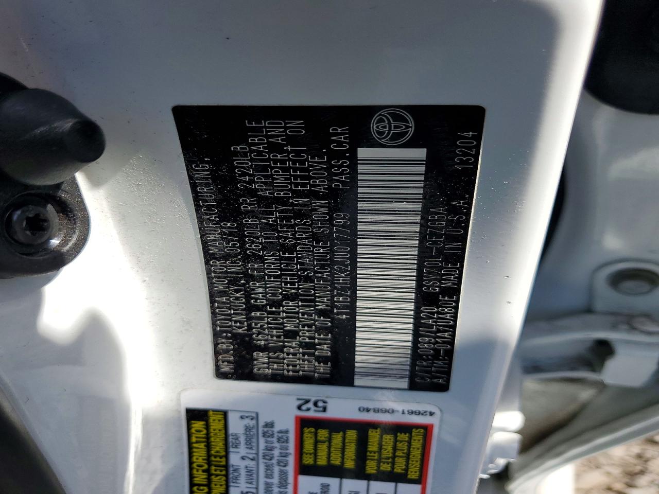 2018 TOYOTA CAMRY XLE V6 photo 23