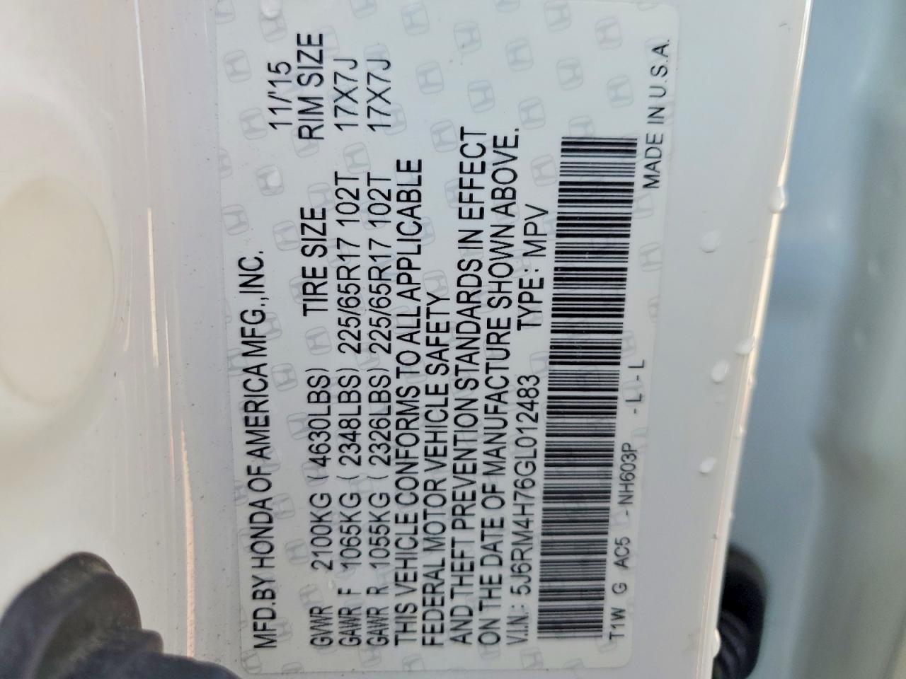 2016 HONDA CR-V EXL photo 40
