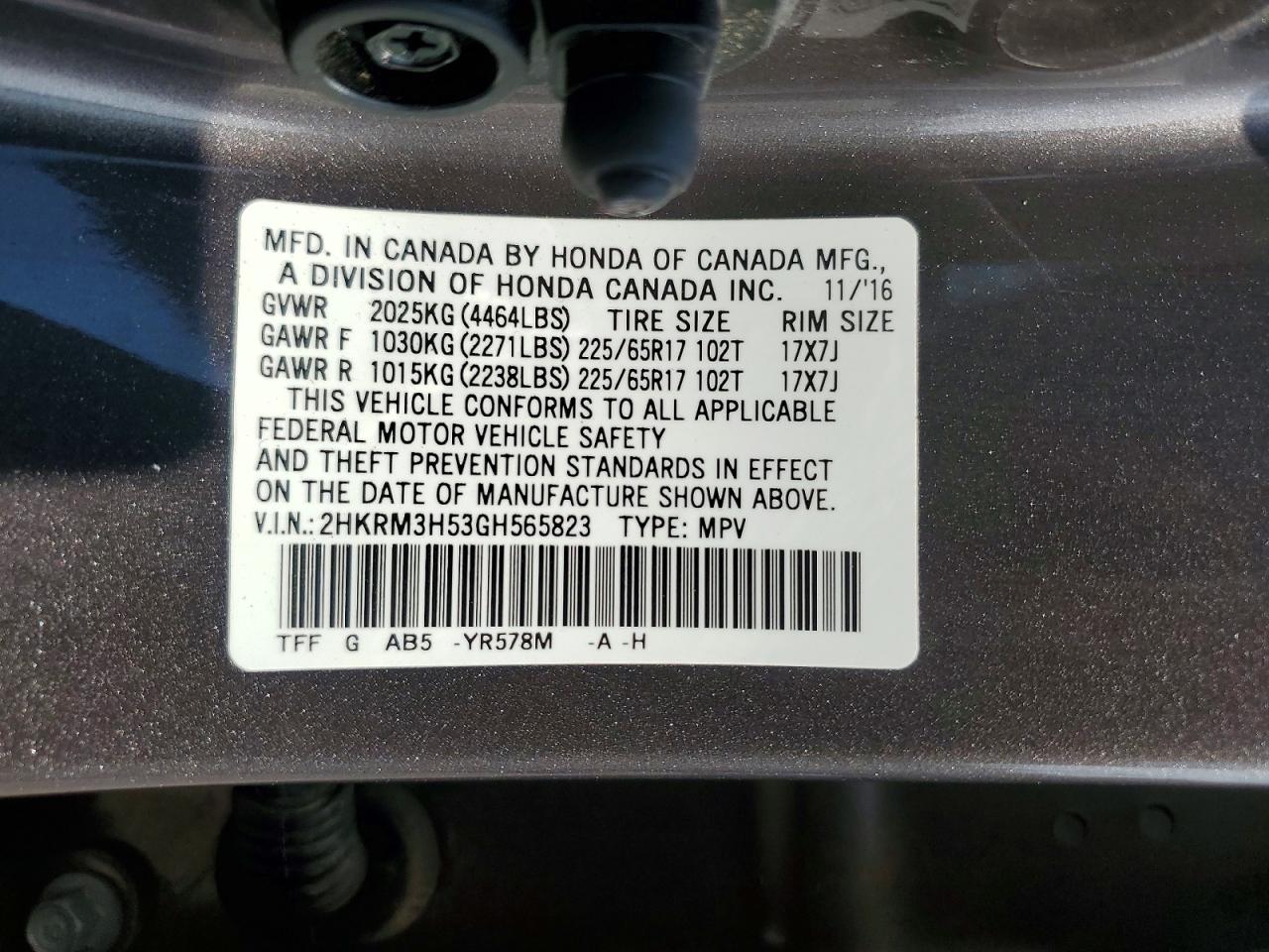 2016 HONDA CR-V EX photo 23