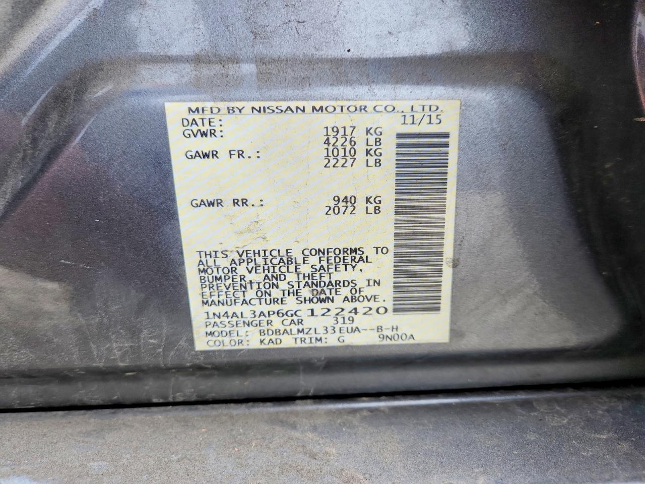 2016 NISSAN ALTIMA 2.5 SV photo 34