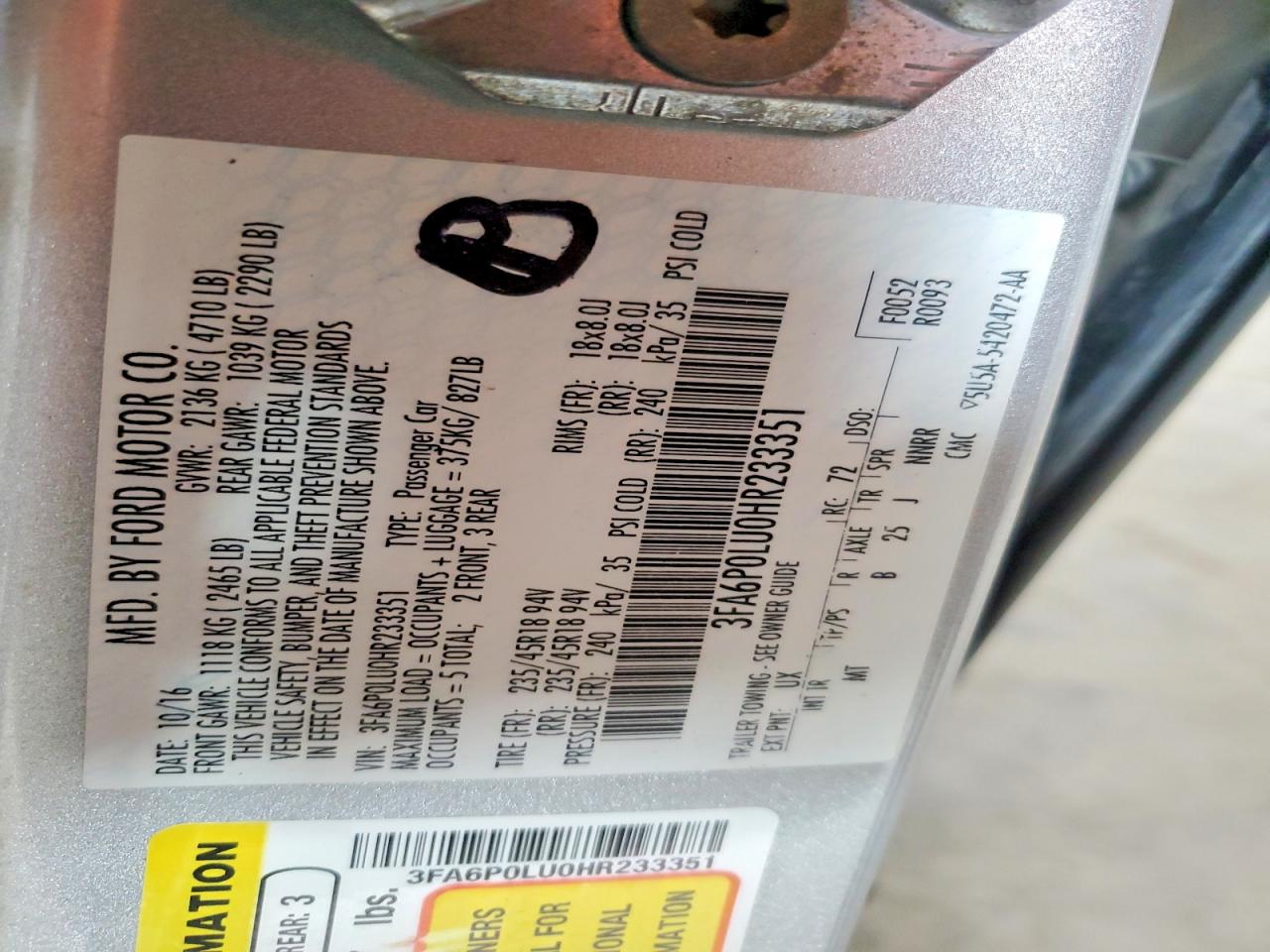 2017 FORD FUSION SE HYBRID photo 25
