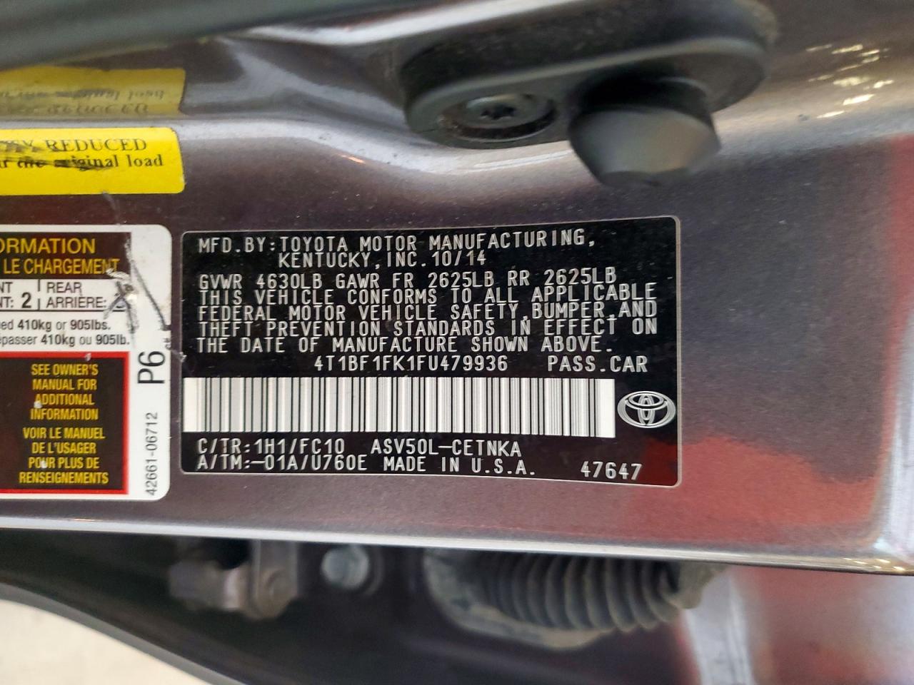 2015 TOYOTA CAMRY LE photo 34