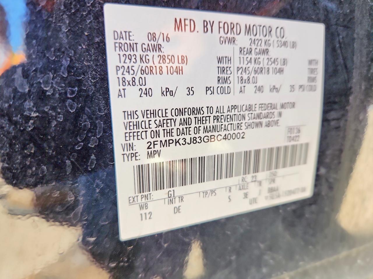 2016 FORD EDGE SEL photo 27