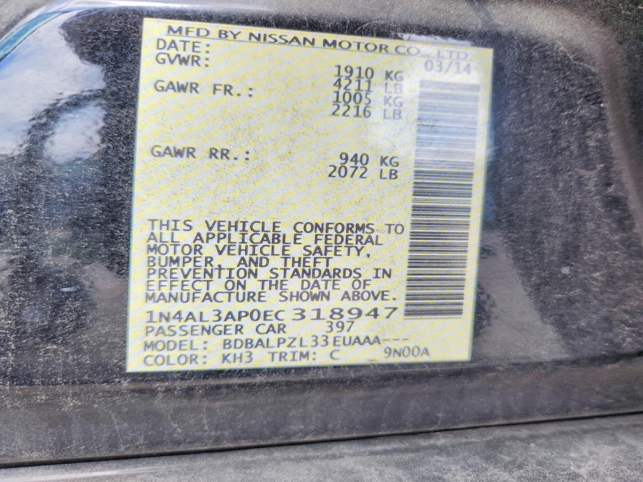 2014 NISSAN ALTIMA 2.5 photo 13