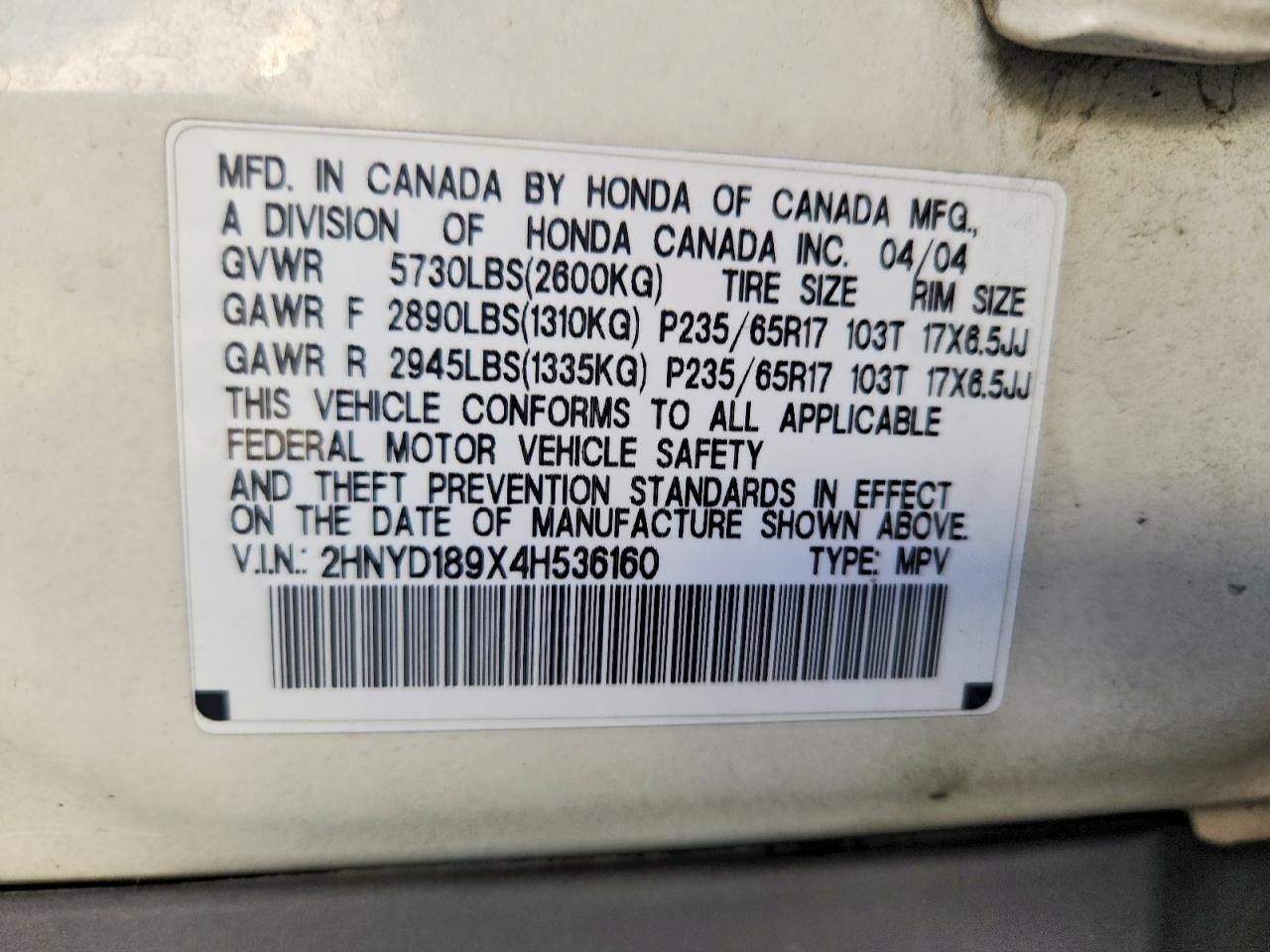 2004 ACURA MDX TOURING photo 25