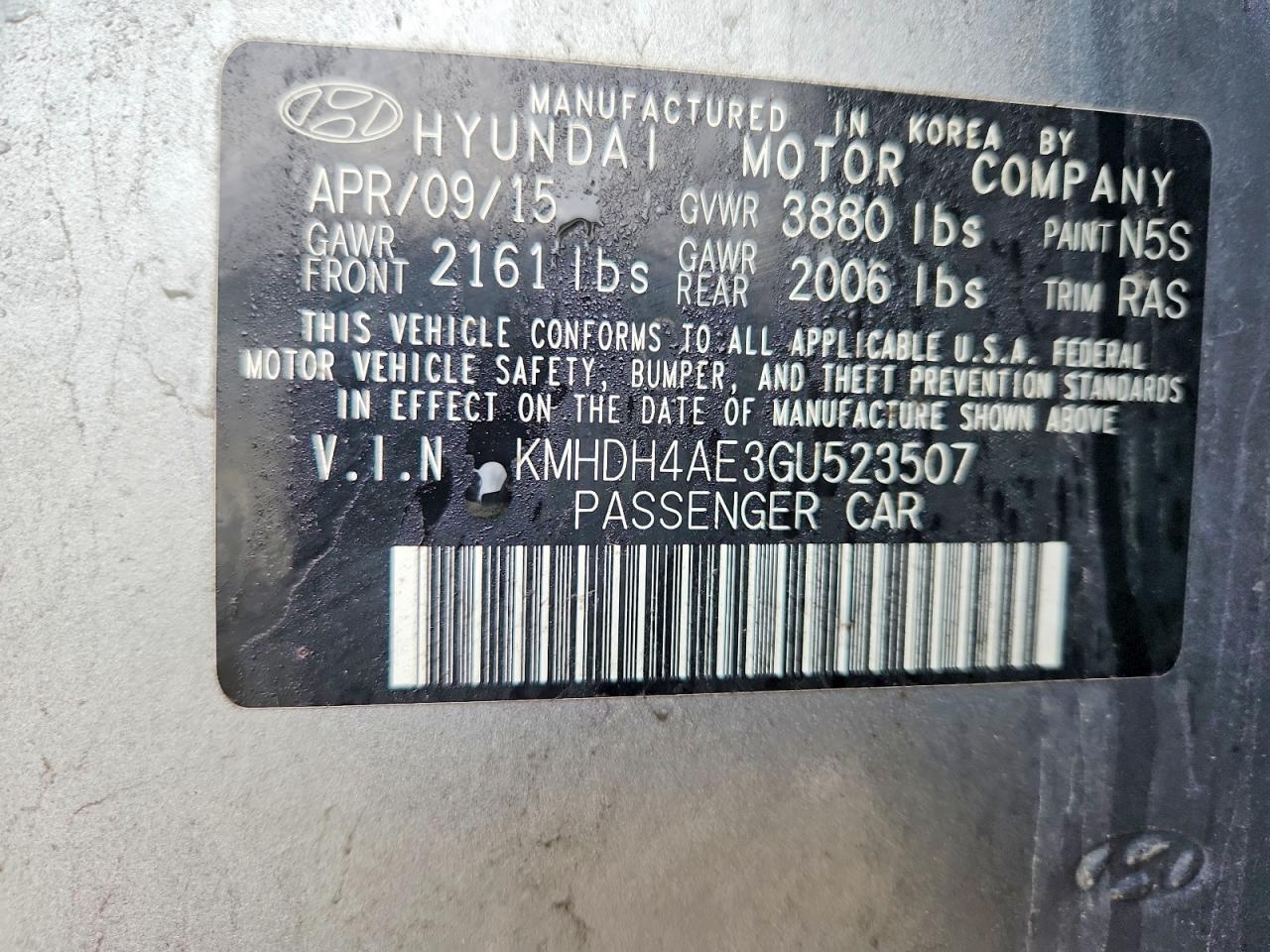 2016 HYUNDAI ELANTRA LIMITED photo 12