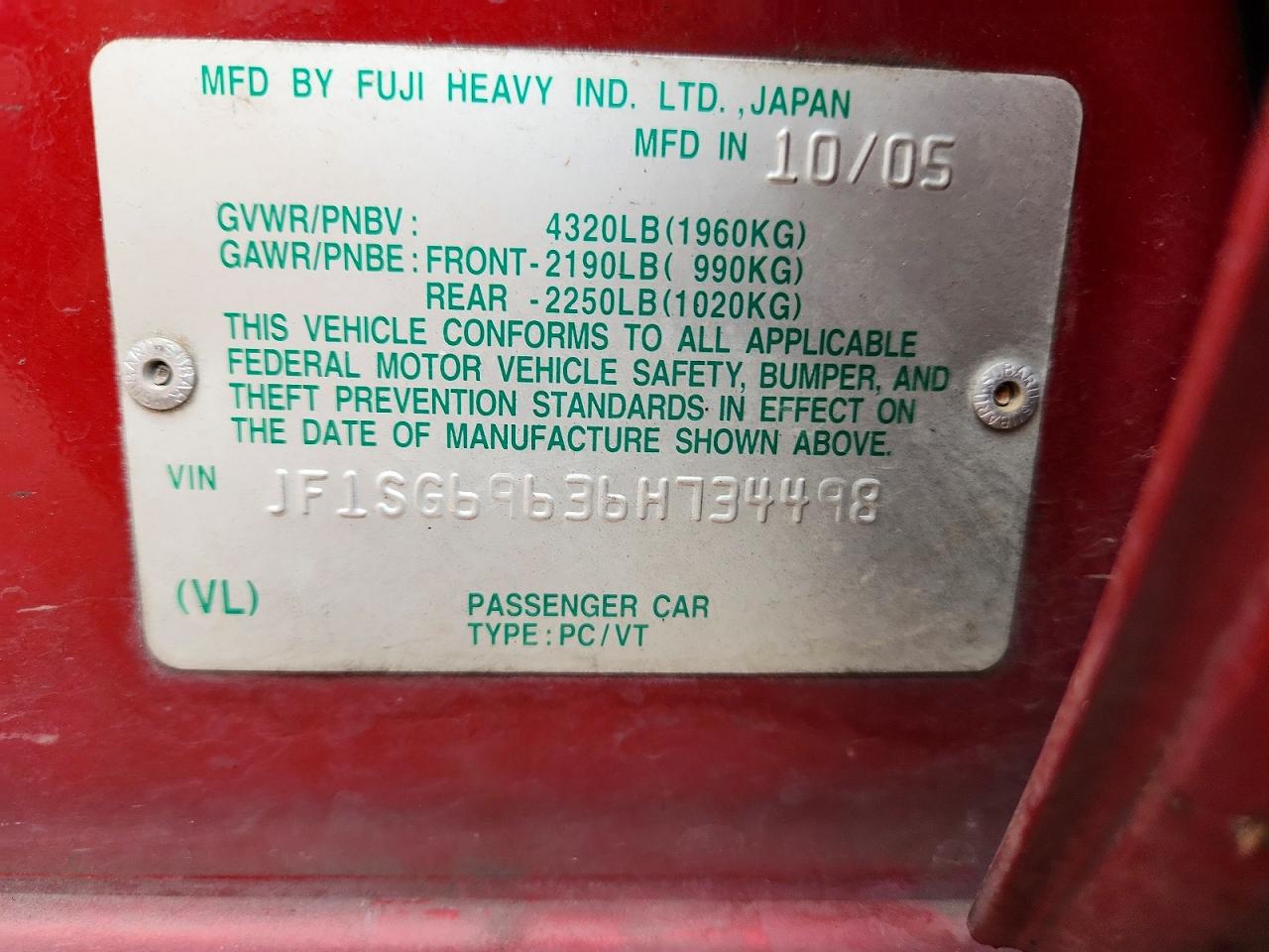 2006 SUBARU FORESTER 2.5XT photo 23