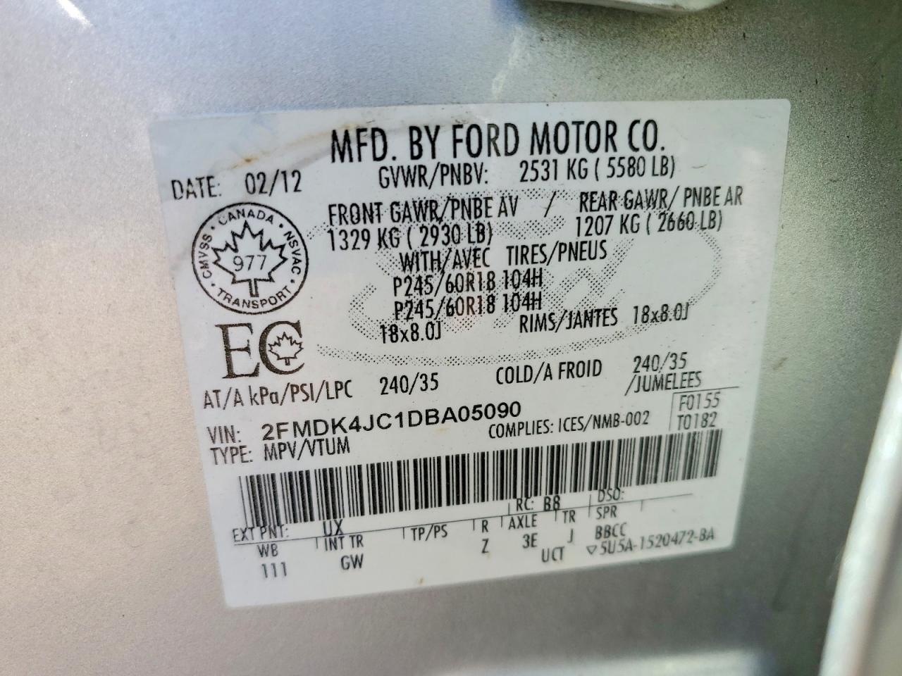 2013 FORD EDGE SEL photo 37